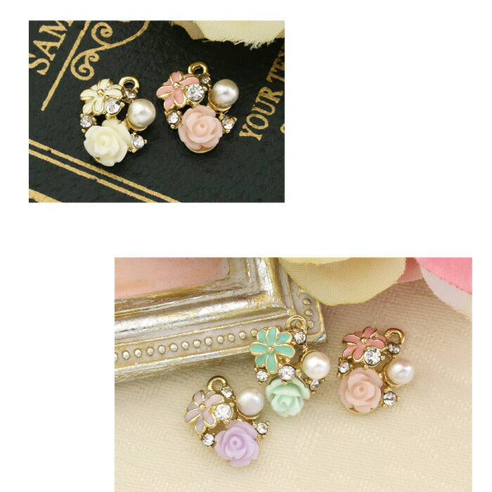 【廃盤】 チャーム 薔薇 バラ 花 フラワー 14G 16G 18G パステル パール ジュエル ビジュー ボディピアス ボディーピアス ボディピ ピアス 軟骨ピアス 14ゲージ 16ゲージ 18ゲージ カスタマイズ レディース おしゃれ かわいい 上品「BP」「CHA」