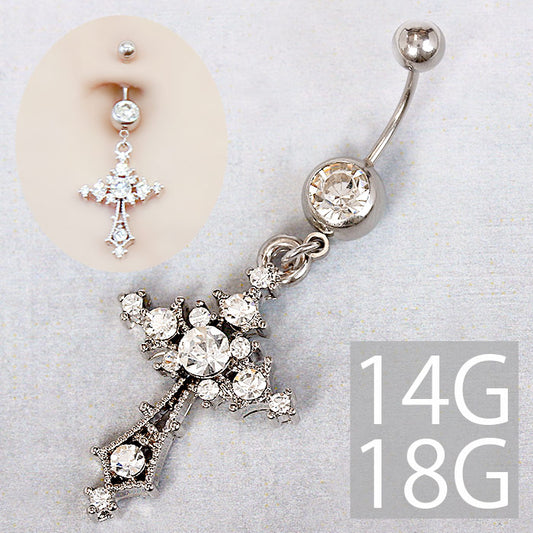 ★【金属アレルギー対応】 へそピアス ボディピアス 軟骨ピアス 14G 18G つけっぱなし キャッチ サージカルステンレス ファーストピアス セカンドピアス シルバー クロス 十字架 スタイリッシュ メンズ レディース ボディーピアス 片耳用 凛 RIN