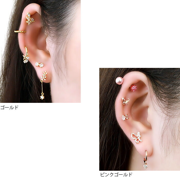 【廃盤】 【全品送料無料】 軟骨ピアス かわいい 16G ボディピアス フープ 3連 ジュエル チャーム 16ゲージ ピアス メンズ ストレートバーベル サージカルステンレス 耳 セカンドピアス