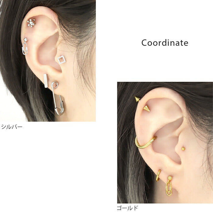 t9192-100 軟骨ピアス 16G ボディピアス クリップ ピアス サージカルステンレス 金属アレルギー対応 耳 軟骨用 シルバー ゴールド 文房具 ユニーク 個性派 かっこいい クール セカンドピアス インダストリアル ヘリックス トラガス メンズ レディース アクセサリー 片耳用