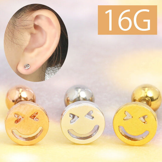 【廃盤】 ボディピアス 軟骨ピアス 16G スマイル ニコちゃん 軟骨1024「BP」「NAN」