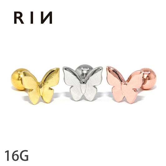 ★【全品送料無料】 軟骨ピアス 16G ボディピアス かわいい キャッチ チャーム サージカルステンレス 金属アレルギー対応 蝶 バタフライ ジュエル 蝶々 パピヨン おしゃれ キラキラ ストレートバーベル セカンドピアス 軟骨 ピアス ボディーピアス
