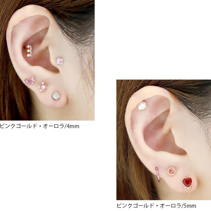 ★【全品送料無料】 軟骨ピアス 16G ボディピアス かわいい セカンドピアス キャッチ チャーム ジュエル ボディーピアス 金属アレルギー対応 サージカルステンレス ピアス 六角形 宝石 セカンドピアス ストレートバーベル 片耳用 凛 RIN
