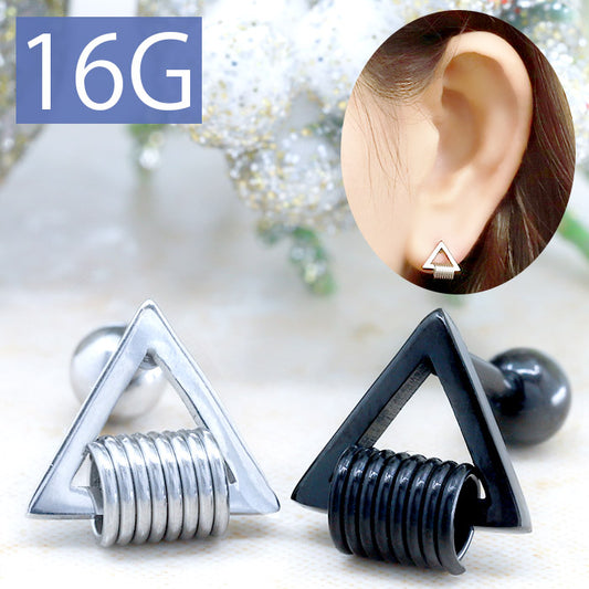 【廃盤】 【全品送料無料】 軟骨ピアス 16G ボディピアス トライアングル 三角 16ゲージ ストレートバーベル サージカルステンレス 耳 軟骨1137「BP」「NAN」