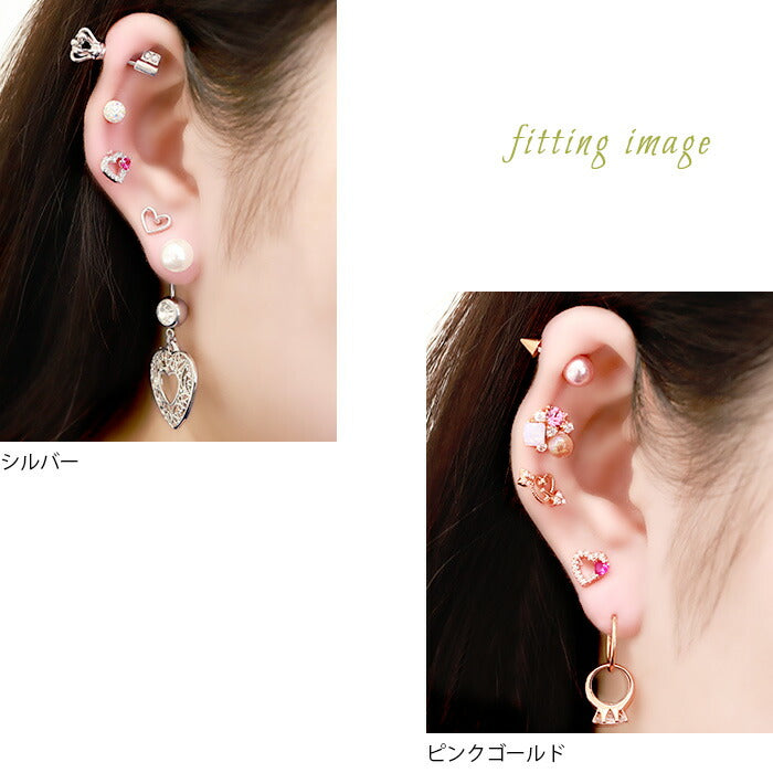 【全品送料無料】 軟骨ピアス かわいい 16G ボディピアス ハート ジュエル パーティ ピンク cute  16ゲージ  ピアス メンズ ストレートバーベル 片耳用 サージカルステンレス 耳