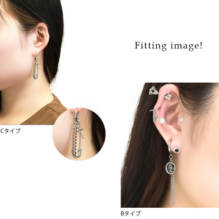 【廃盤】 【全品送料無料】 ボディピアス 18G チャーム リング 軟骨ピアス サージカルステンレス 金属アレルギー対応 十字架 クロス ロザリオ メダル コイン 安全ピン ワンタッチ フープ  チェーン キラキラ かわいい かっこいい メンズ セカンドピアス 片耳用