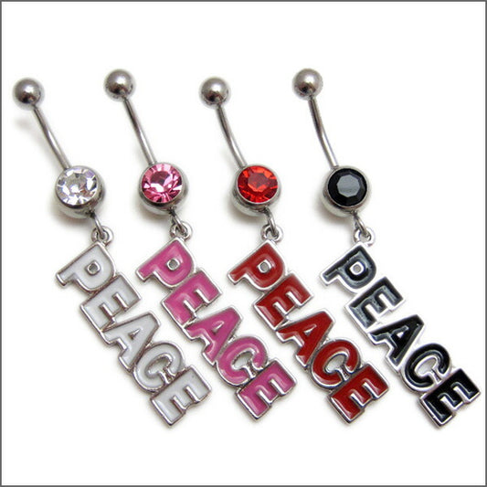 【廃盤】 へそピアス かわいい 14G へそピアス0259 PEACEぶら下がり ヘソピアス ヘソピ へそぴあす へそぴ ボディピアス ボディーピアス ボディピ ピアス「BP」「HSP」