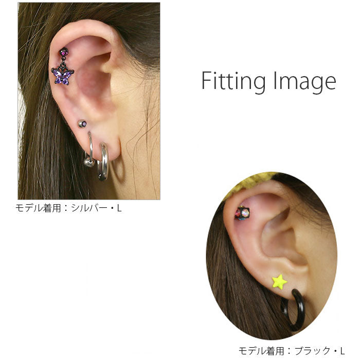【廃盤】 ステンレスピアス0044 フープ 金属アレルギー ピアス スタイリッシュ シンプル サージカルステンレス「Fピアス」